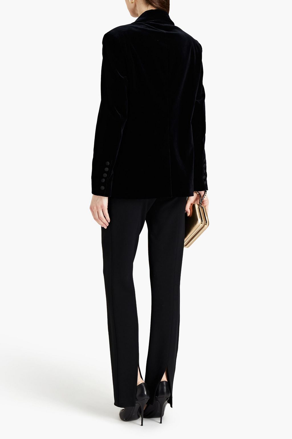 DUNDAS Satin-paneled cotton-blend velvet jacket