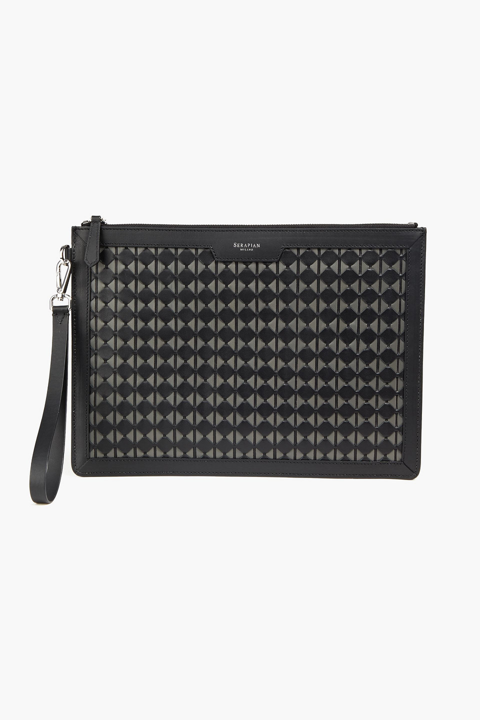 Serapian Woman Mosaico Leather Pouch Black Size --