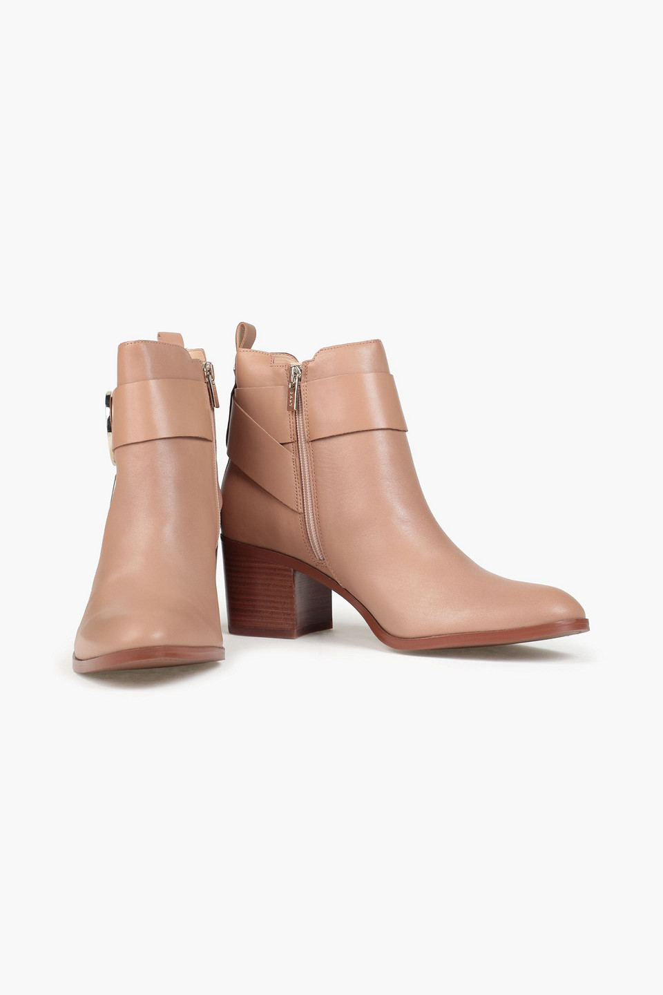 Dkny Telo Buckled Leather Ankle Boots In Brown