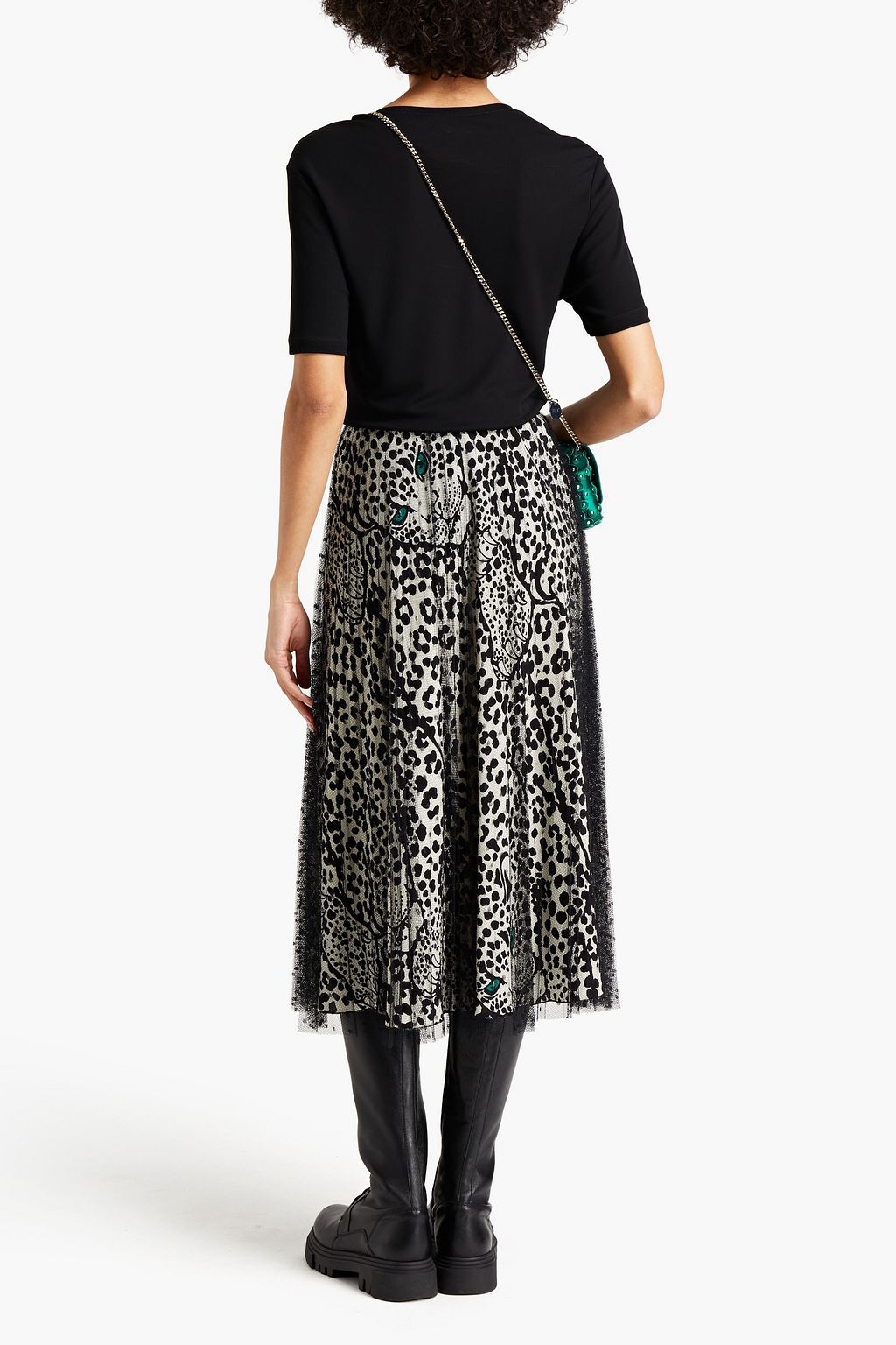 REDVALENTINO Flocked point d'esprit midi skirt