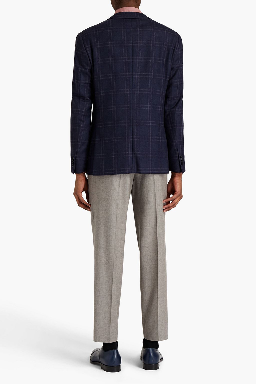 CORNELIANI Checked wool and cashmere-blend suit jacket