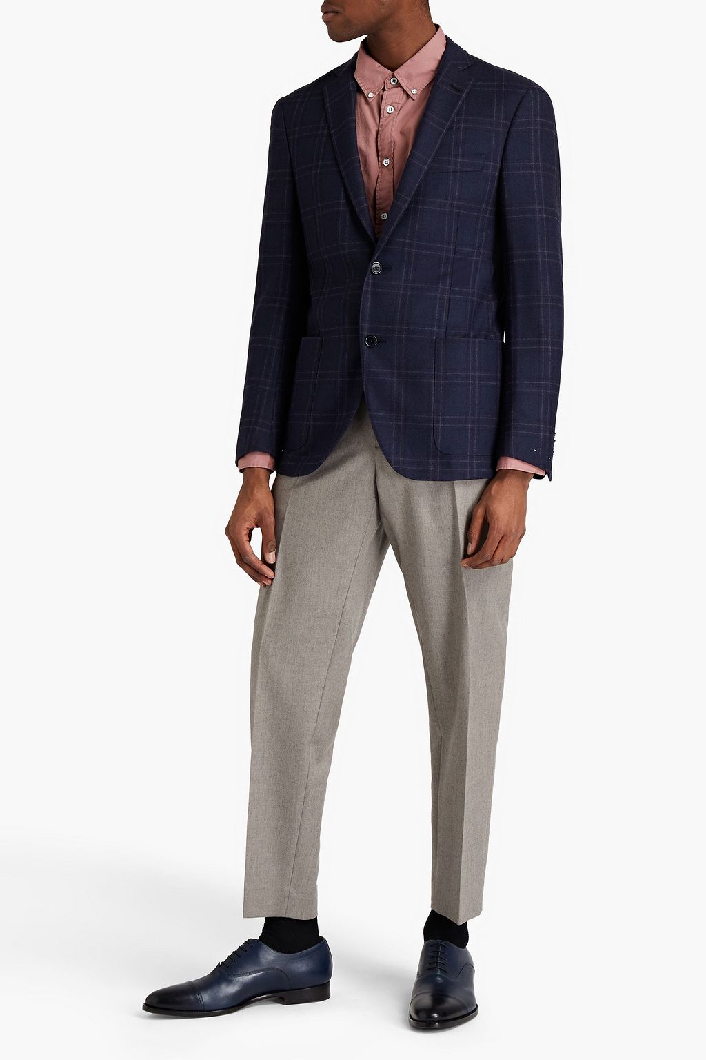 CORNELIANI Checked wool and cashmere-blend suit jacket