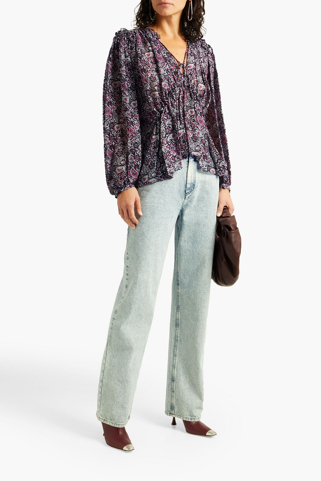 ISABEL MARANT Noon ruffle-trimmed printed silk-georgette blouse