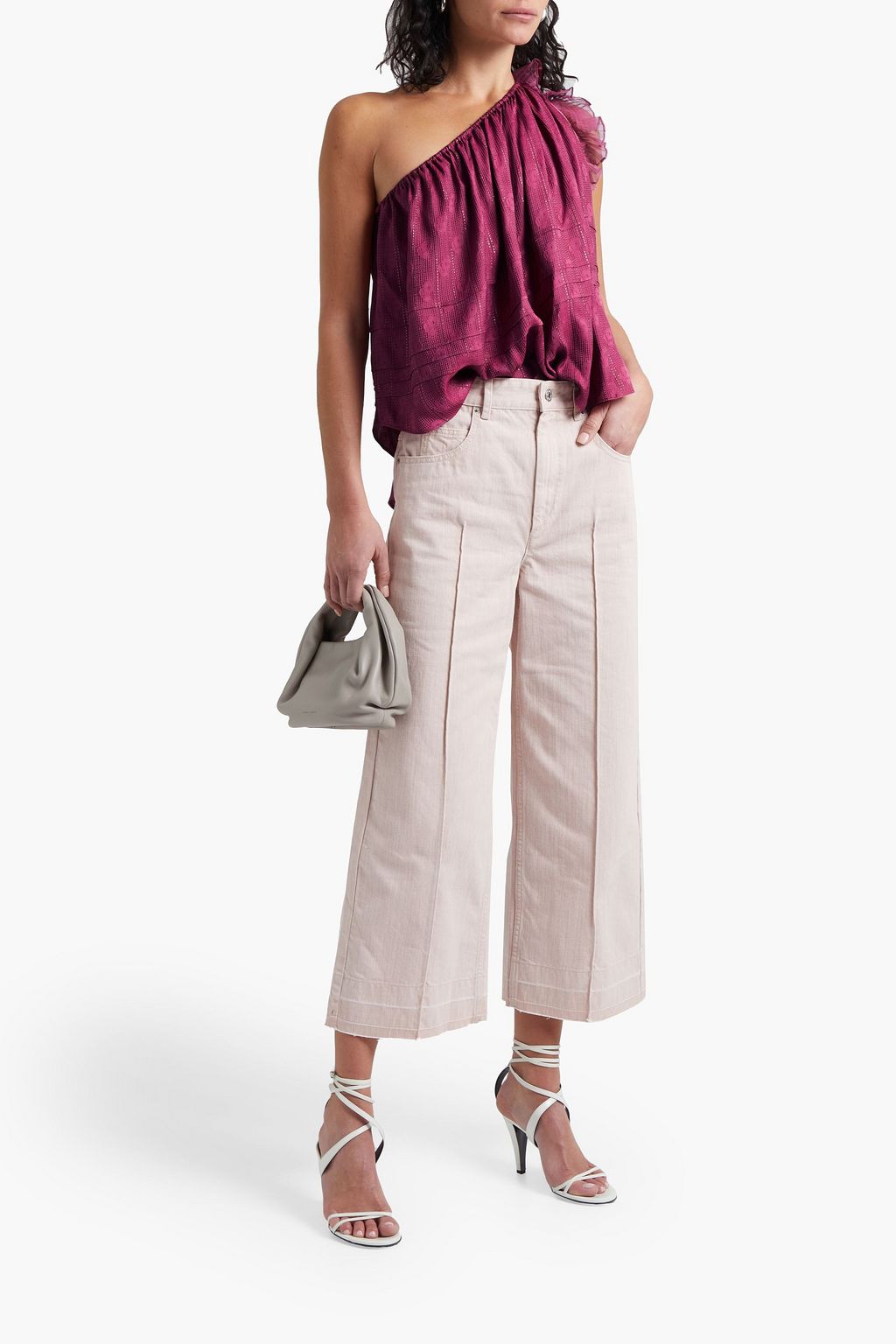 ISABEL MARANT Melody one-shoulder metallic floral-jacquard top