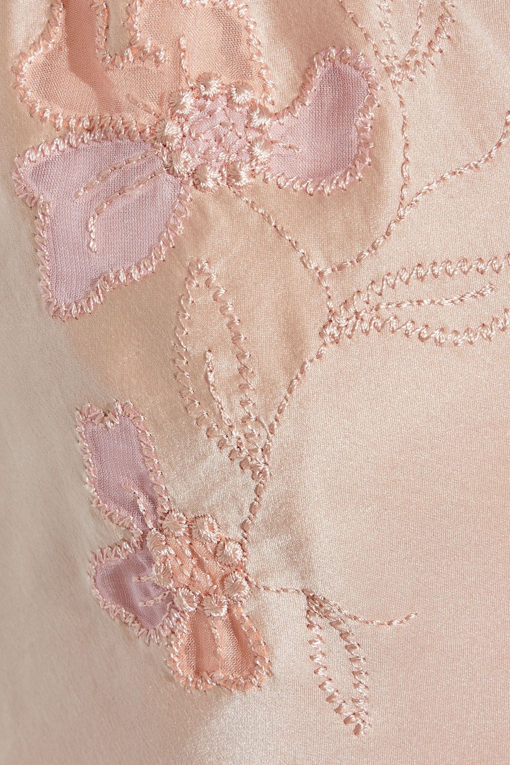 AGENT PROVOCATEUR Edenn gathered embroidered silk-satin chemise