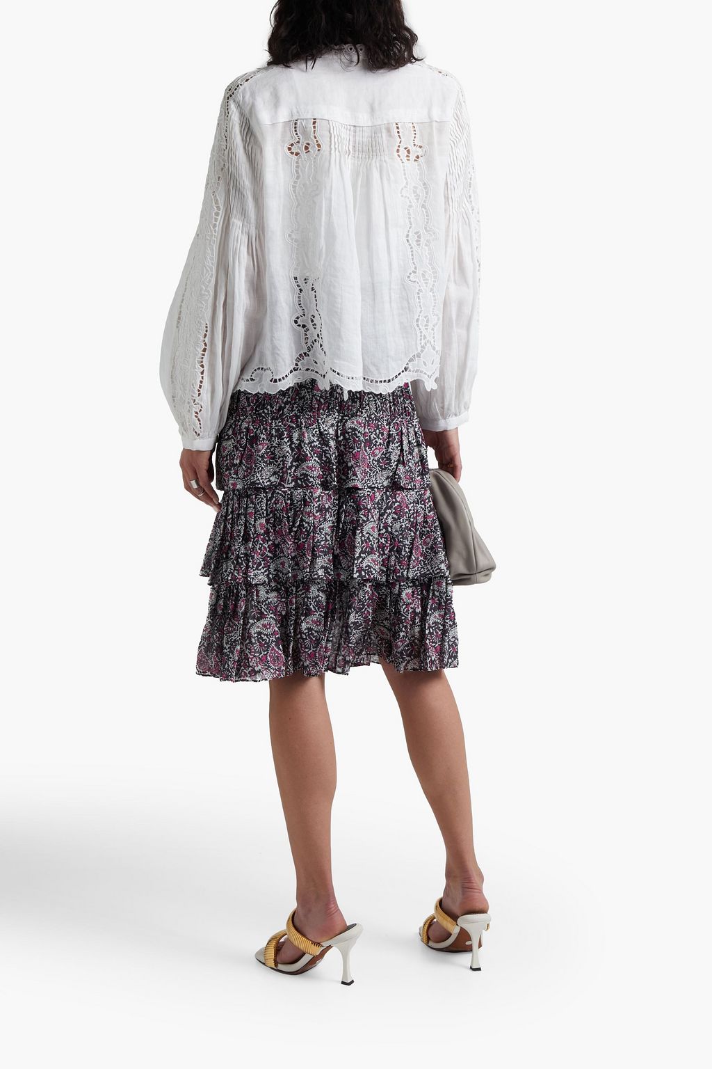 ISABEL MARANT Nouk tiered printed silk-chiffon midi skirt