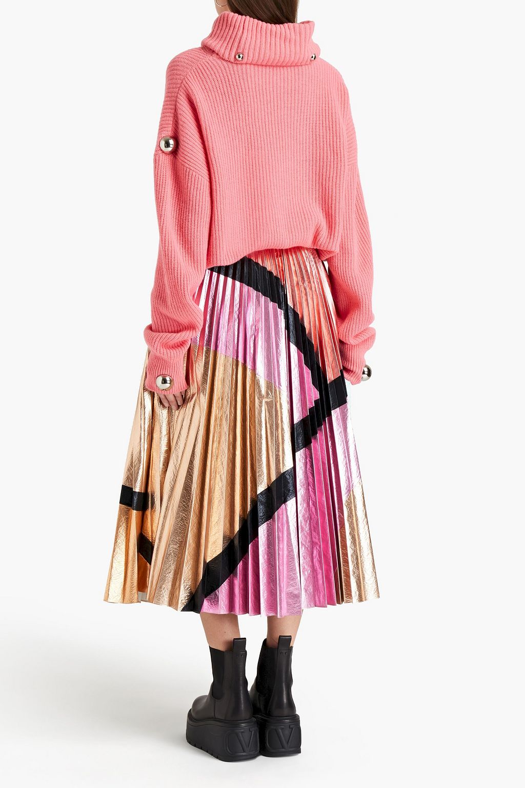CHRISTOPHER KANE Oversized studded ribbed wool turtleneck sweater