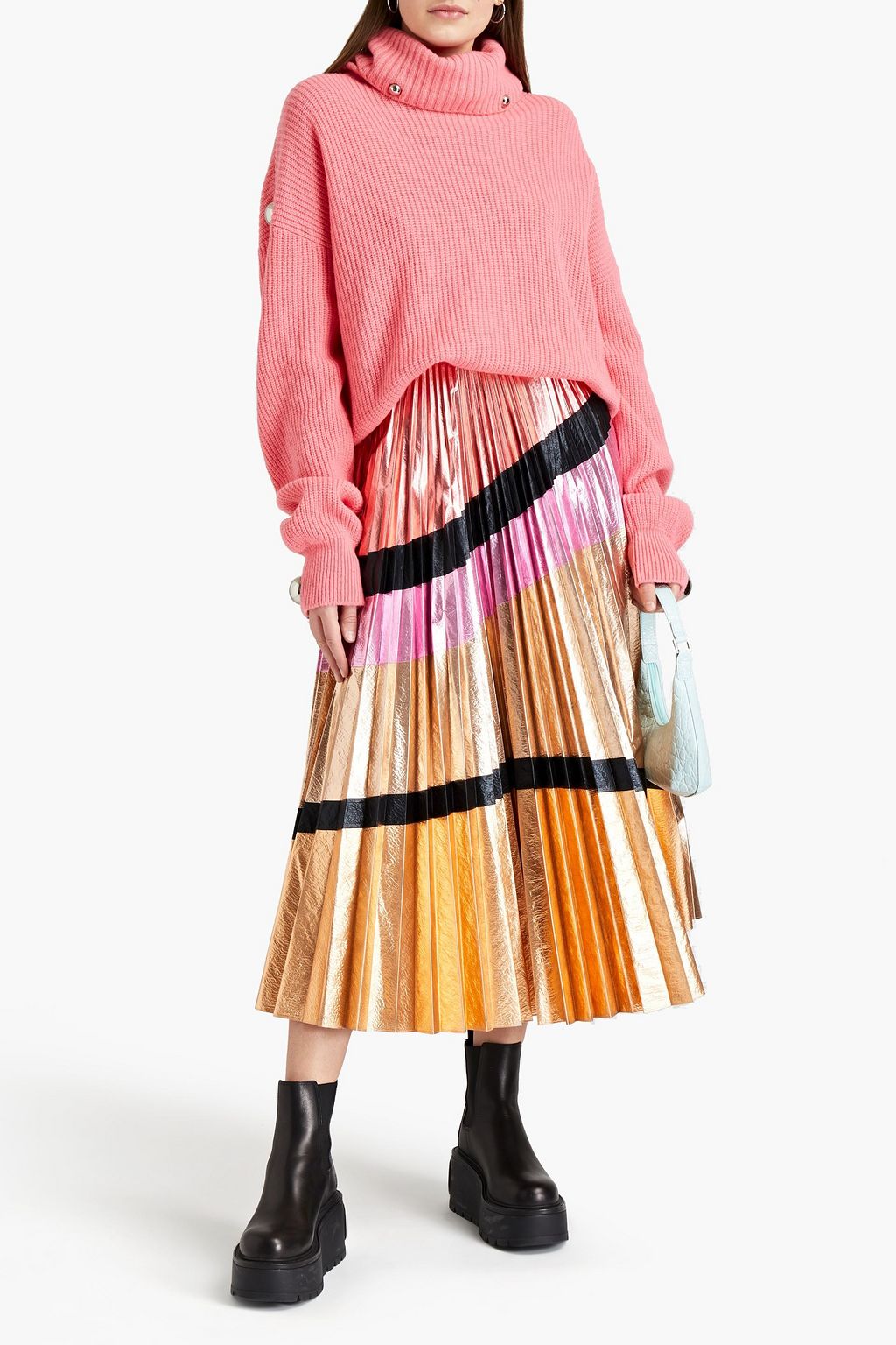 CHRISTOPHER KANE Oversized studded ribbed wool turtleneck sweater