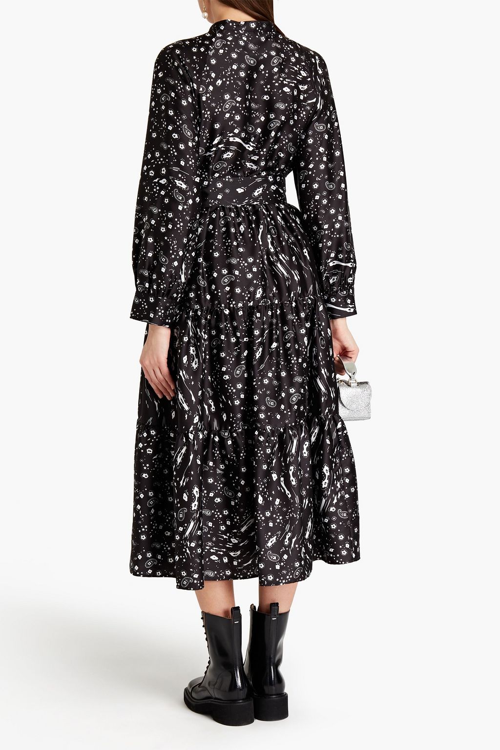 VIVETTA Belted printed satin midi dress