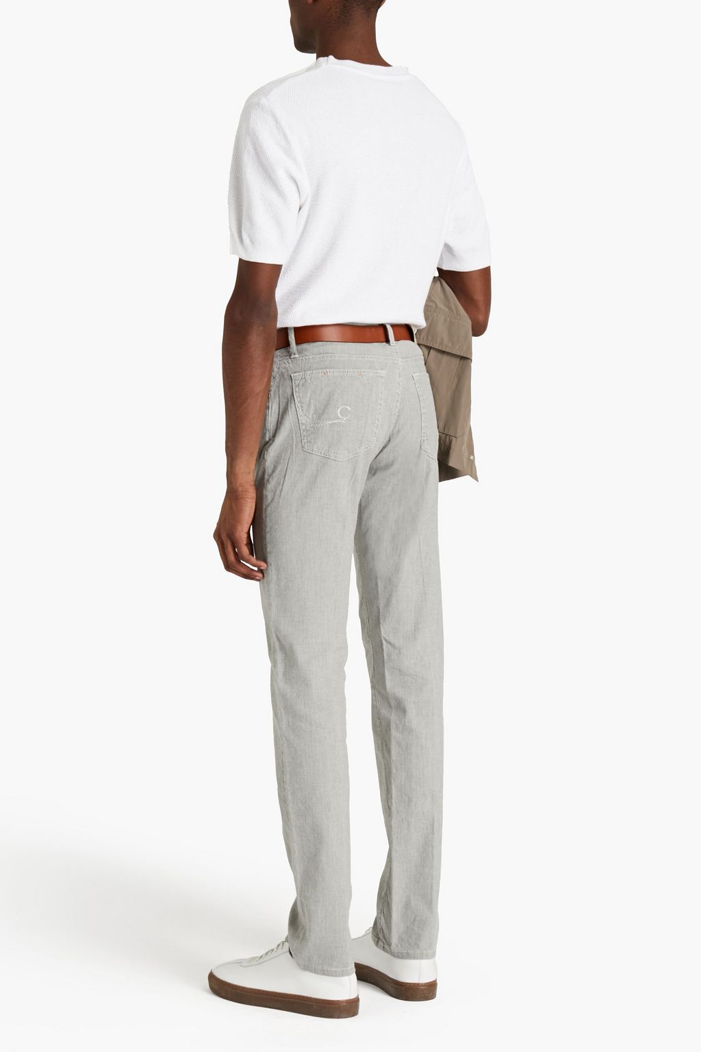 CORNELIANI ID Tapered pinstriped cotton-blend pants