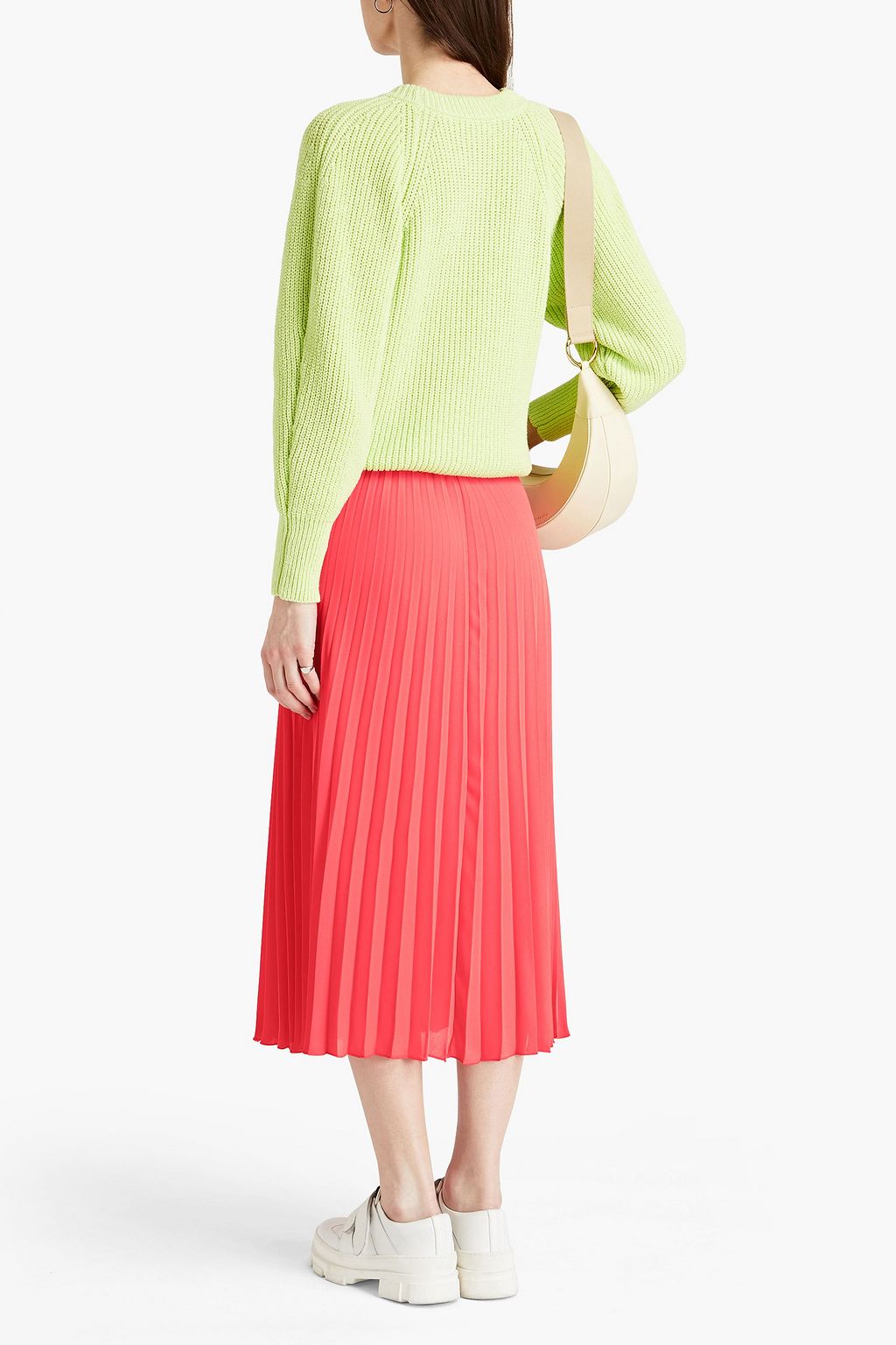 REDVALENTINO Pleated crepe midi skirt