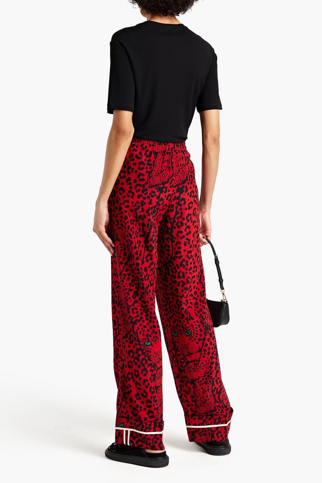 REDVALENTINO Leopard-print silk crepe de chine straight-leg pants