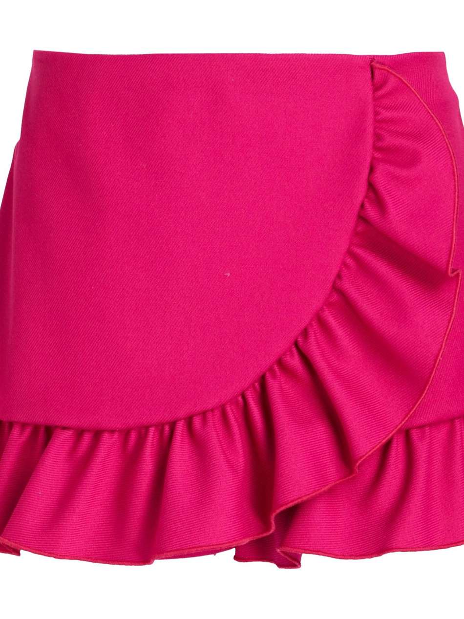 skirt-effect ruffled drill shorts