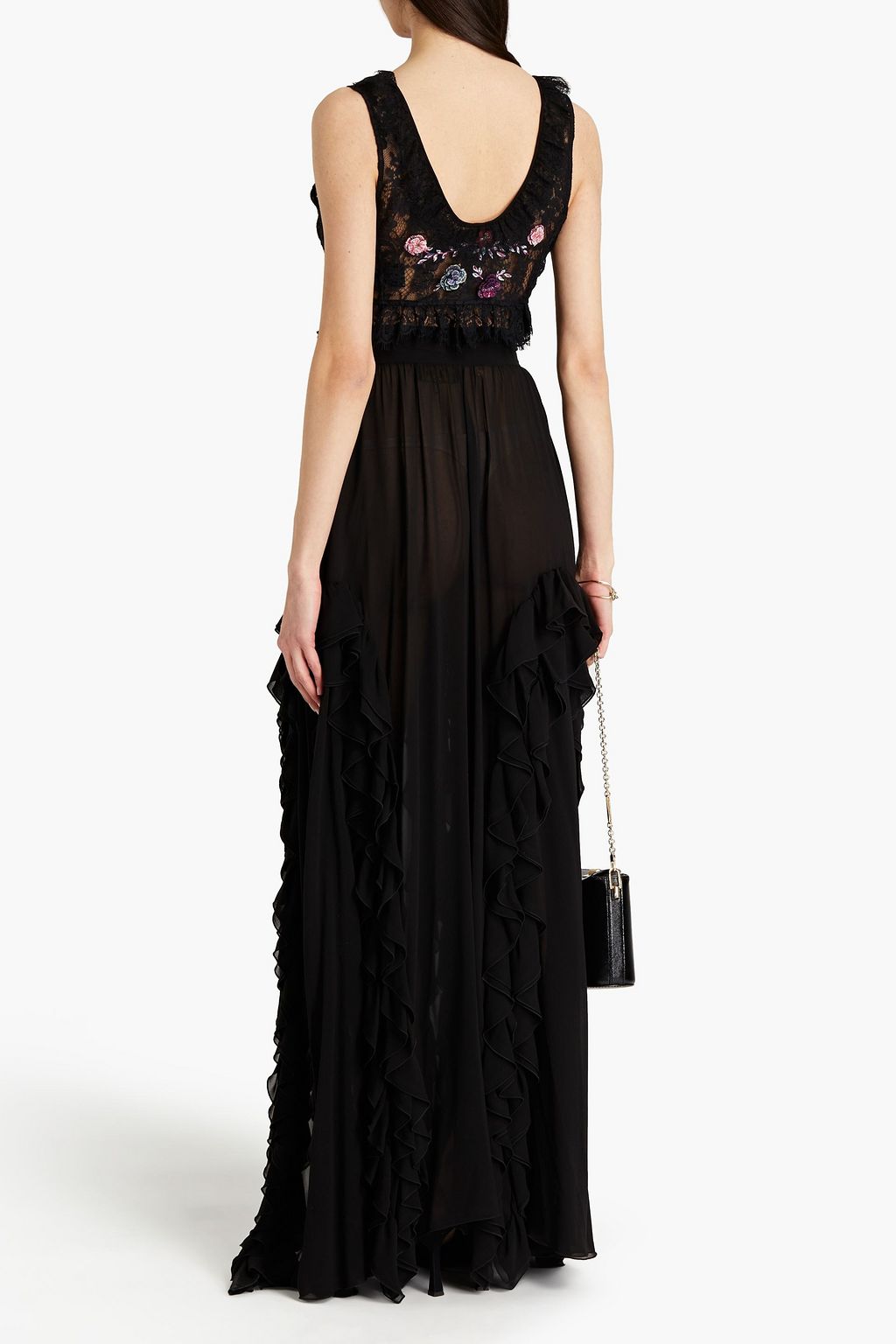 DUNDAS Cropped embellished cotton-blend lace top