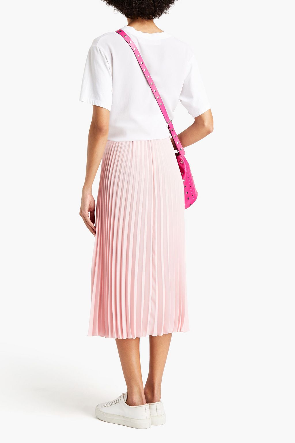 REDVALENTINO Pleated crepe midi skirt