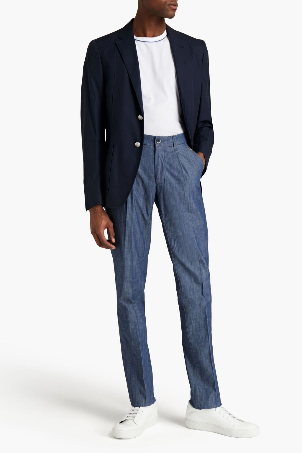 CORNELIANI ID Tapered mélange cotton-blend pants