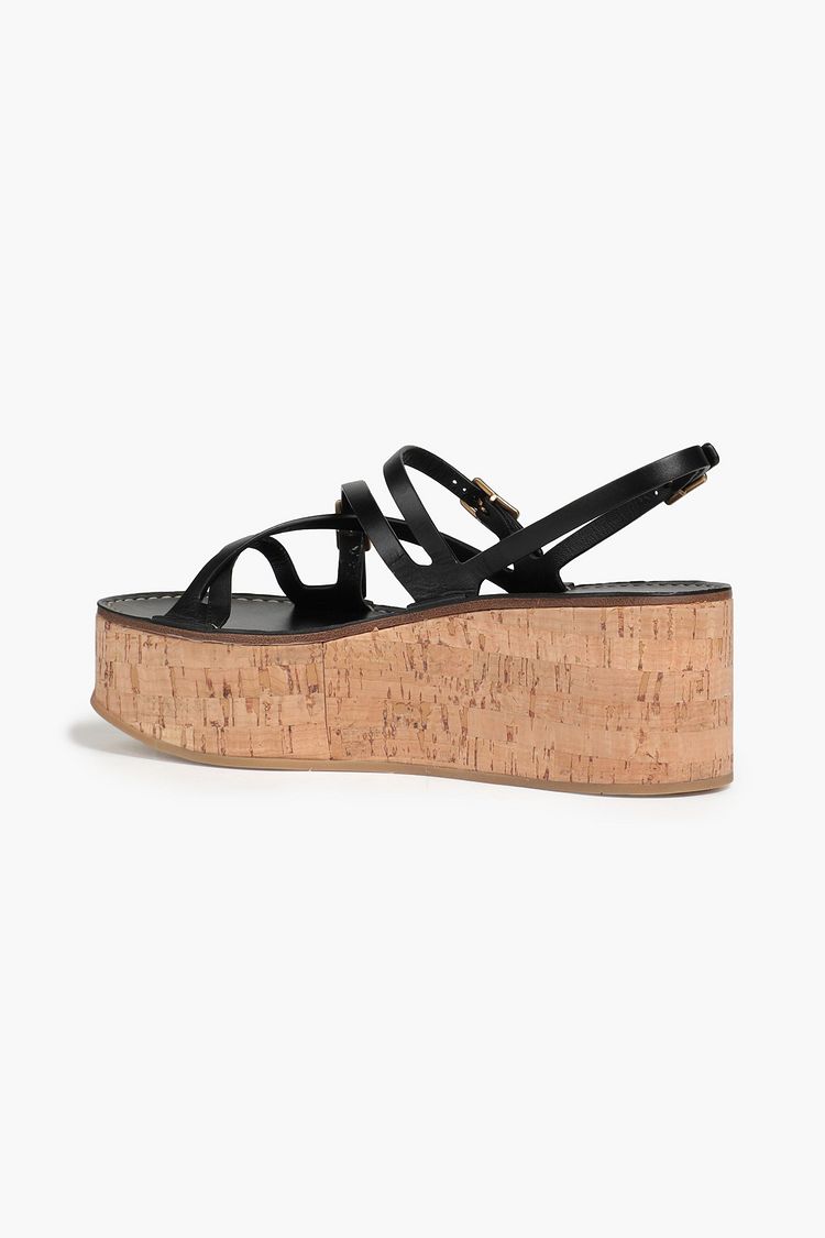 Beige Calf Leather Bos Taurus Platform Sandals main image 1