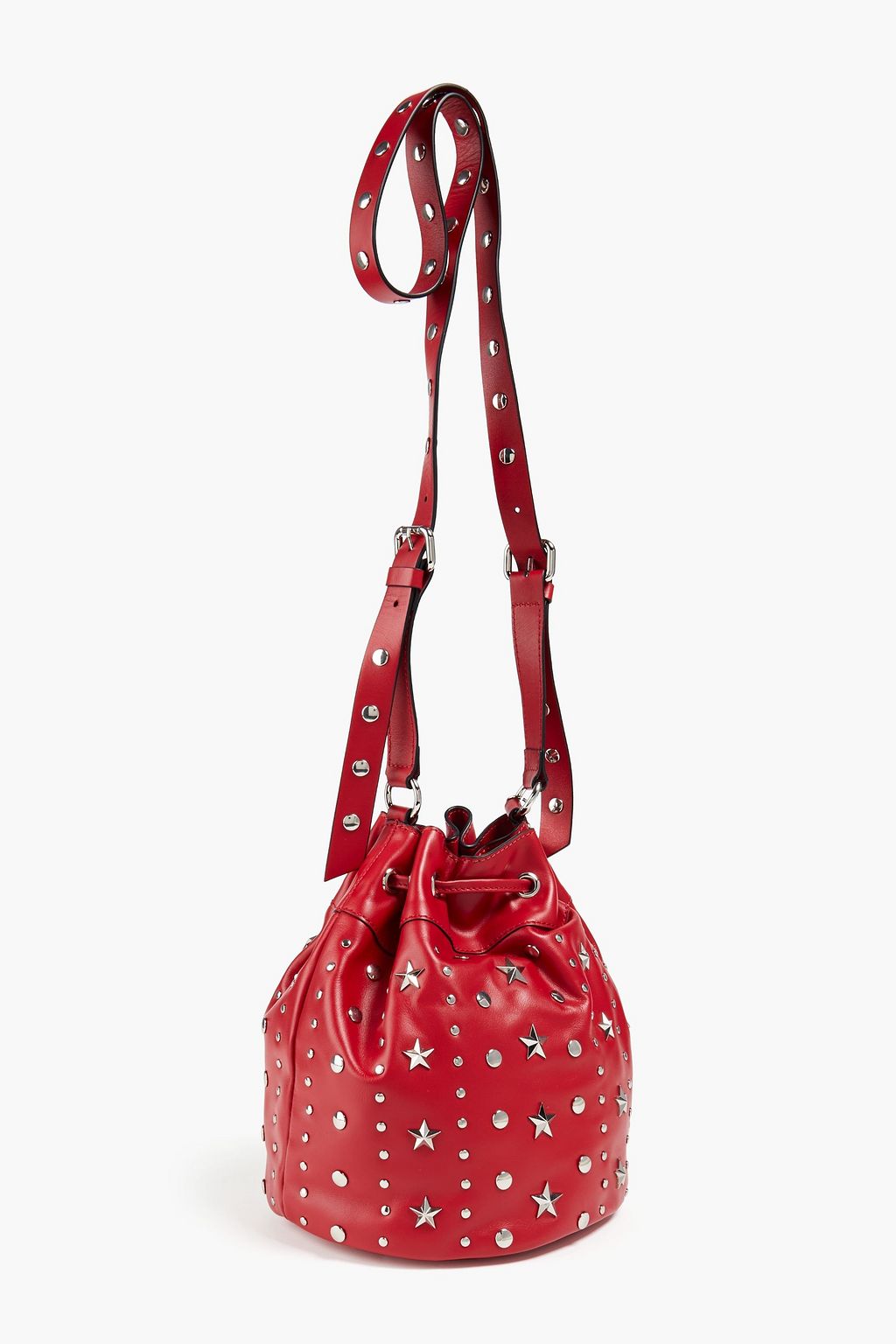 RED(V) Studded leather bucket bag