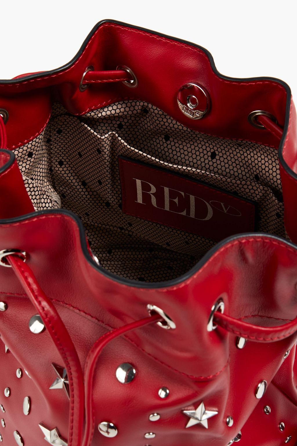 RED(V) Studded leather bucket bag