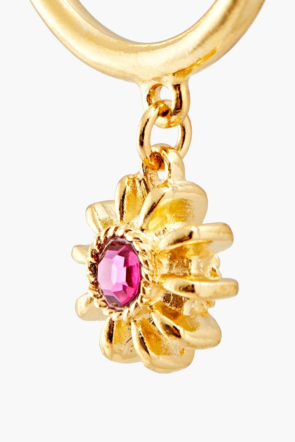 KENNETH JAY LANE 22-karat gold-plated crystal hoop earrings
