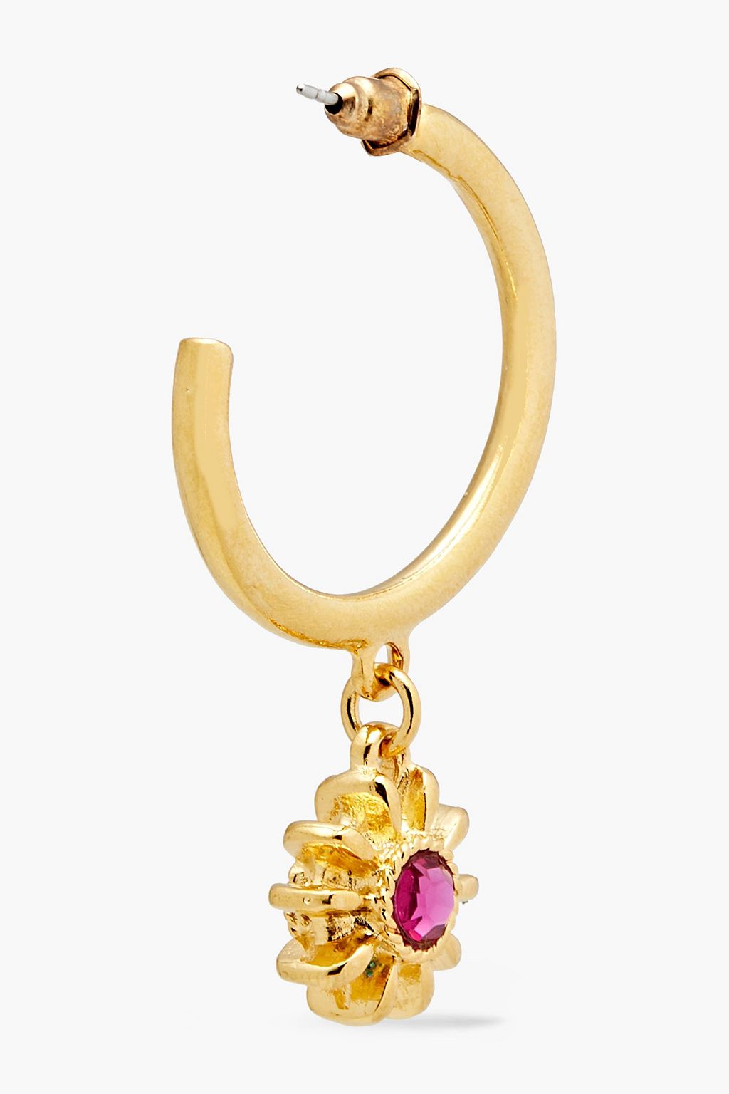KENNETH JAY LANE 22-karat gold-plated crystal hoop earrings