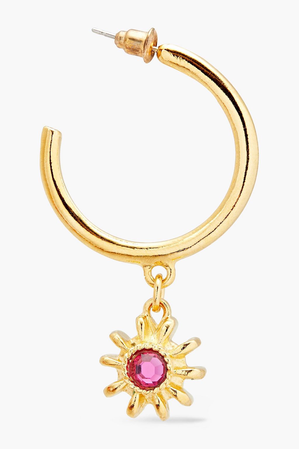KENNETH JAY LANE 22-karat gold-plated crystal hoop earrings