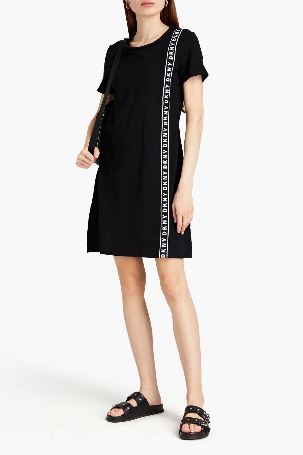 DKNY Printed cotton-blend jersey mini dress