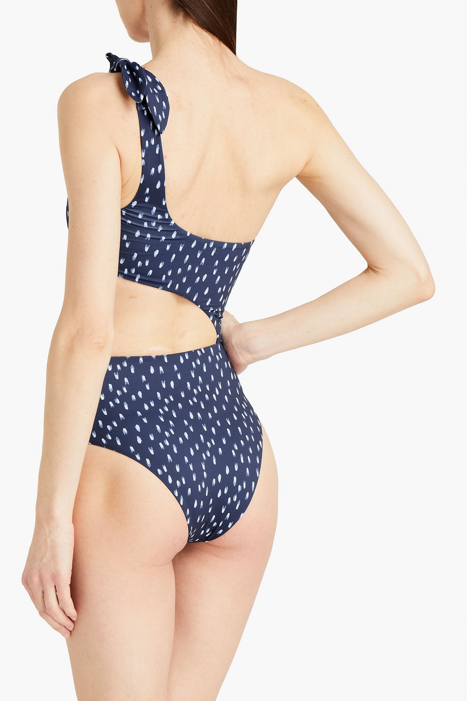  Eberjey - Ikat Stroke Ibiza Badeanzug Mit Asymmetrischer Schulterpartie, Print Und Cut-outs - Blau - M 