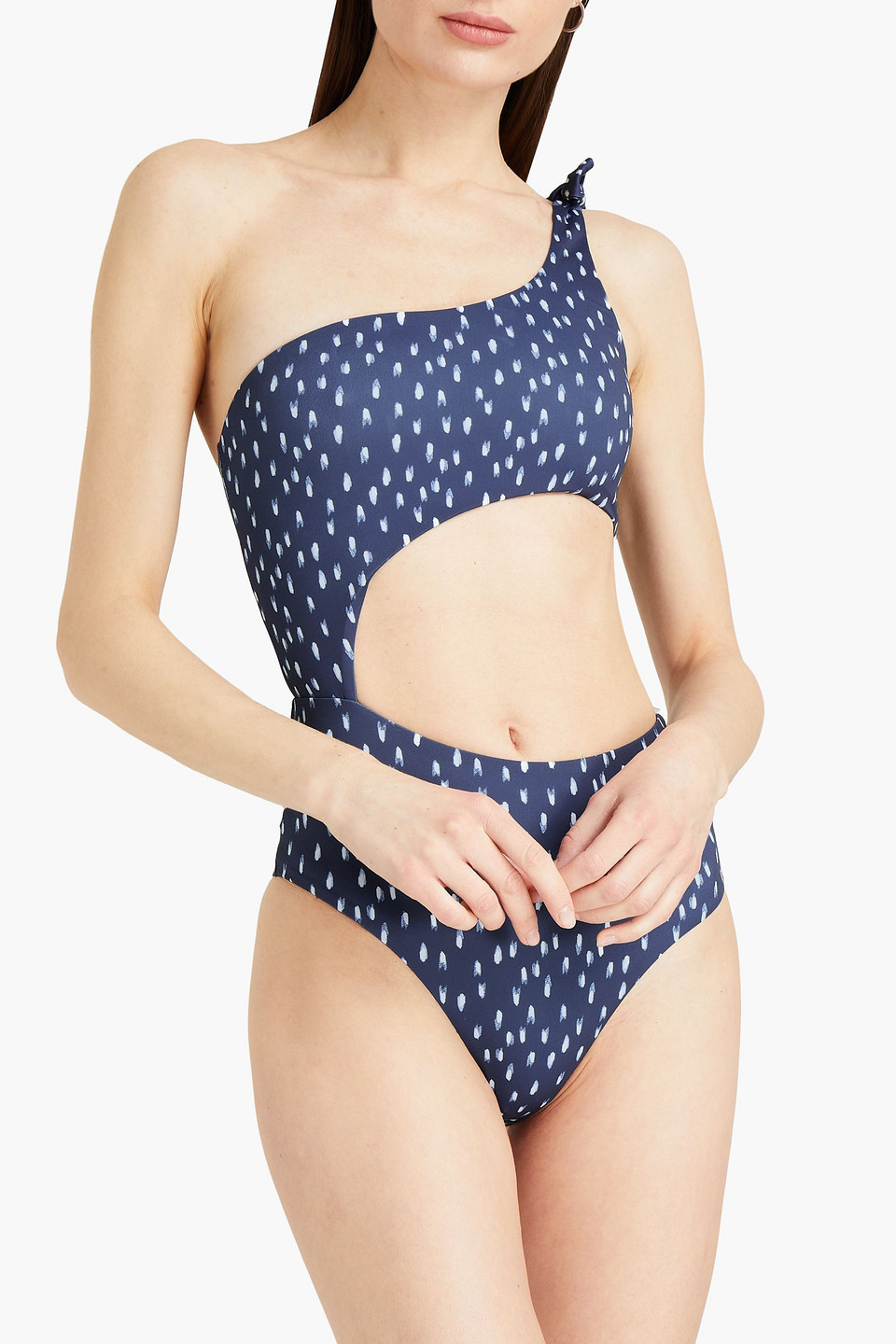  Eberjey - Ikat Stroke Ibiza Badeanzug Mit Asymmetrischer Schulterpartie, Print Und Cut-outs - Blau - M 