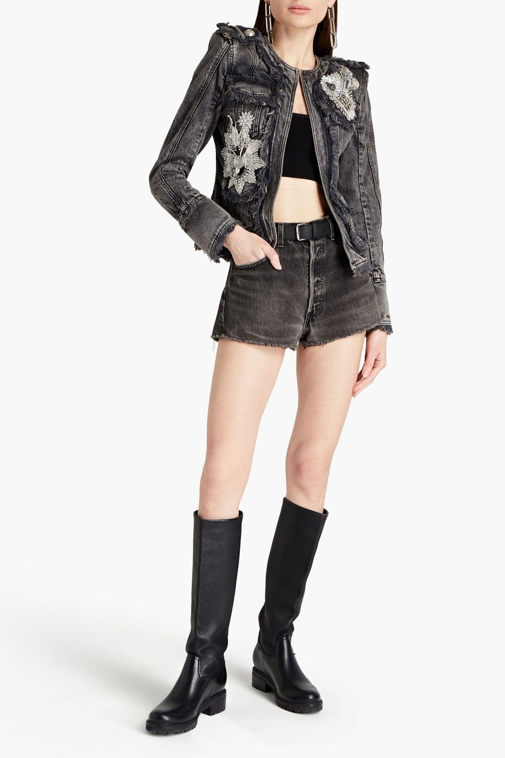 BALMAIN Embellished denim jacket