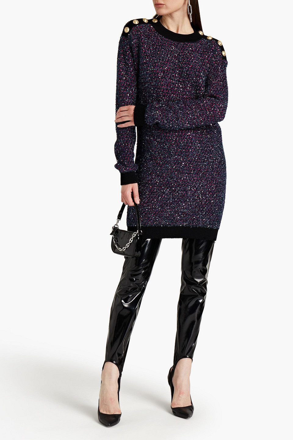 Balmain Metallic Knitted Mini Dress
