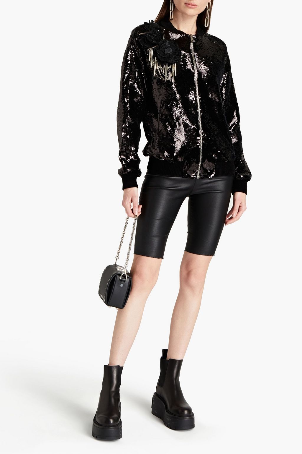 BALMAIN Embellished tulle bomber jacket