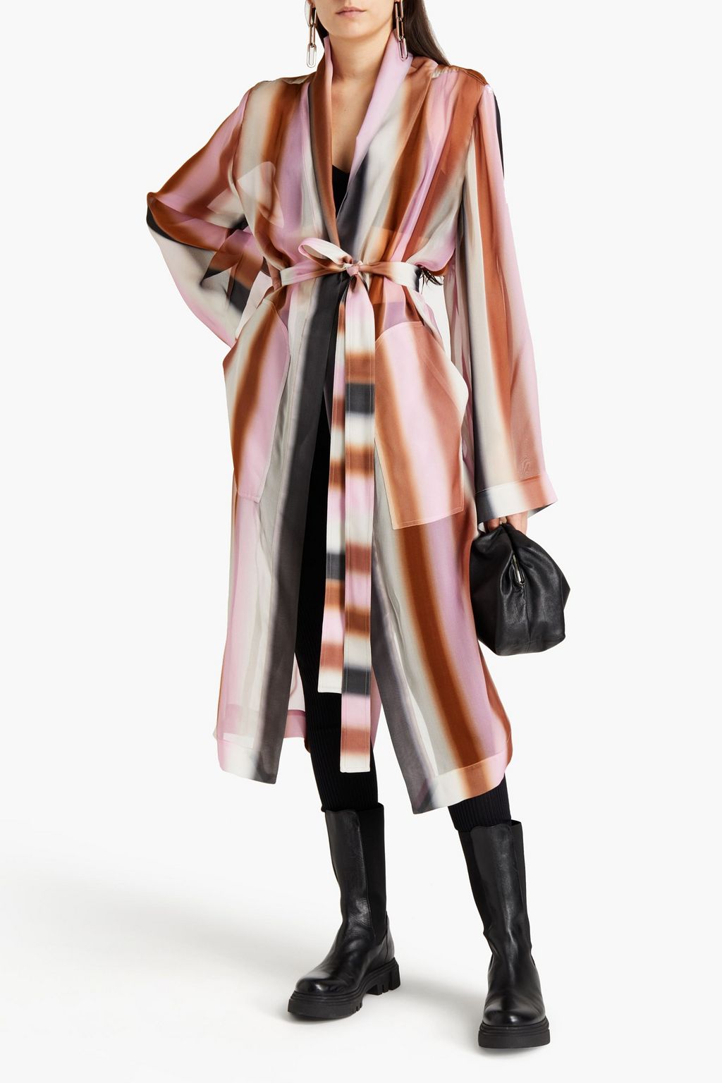 RICK OWENS Printed silk-georgette robe