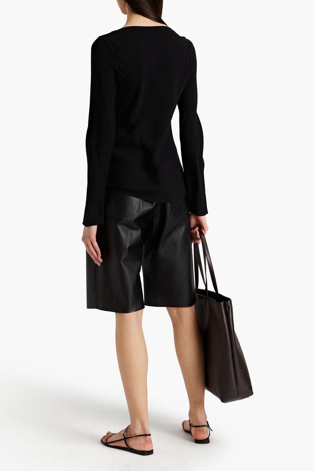 THEORY Draped silk crepe de chine top