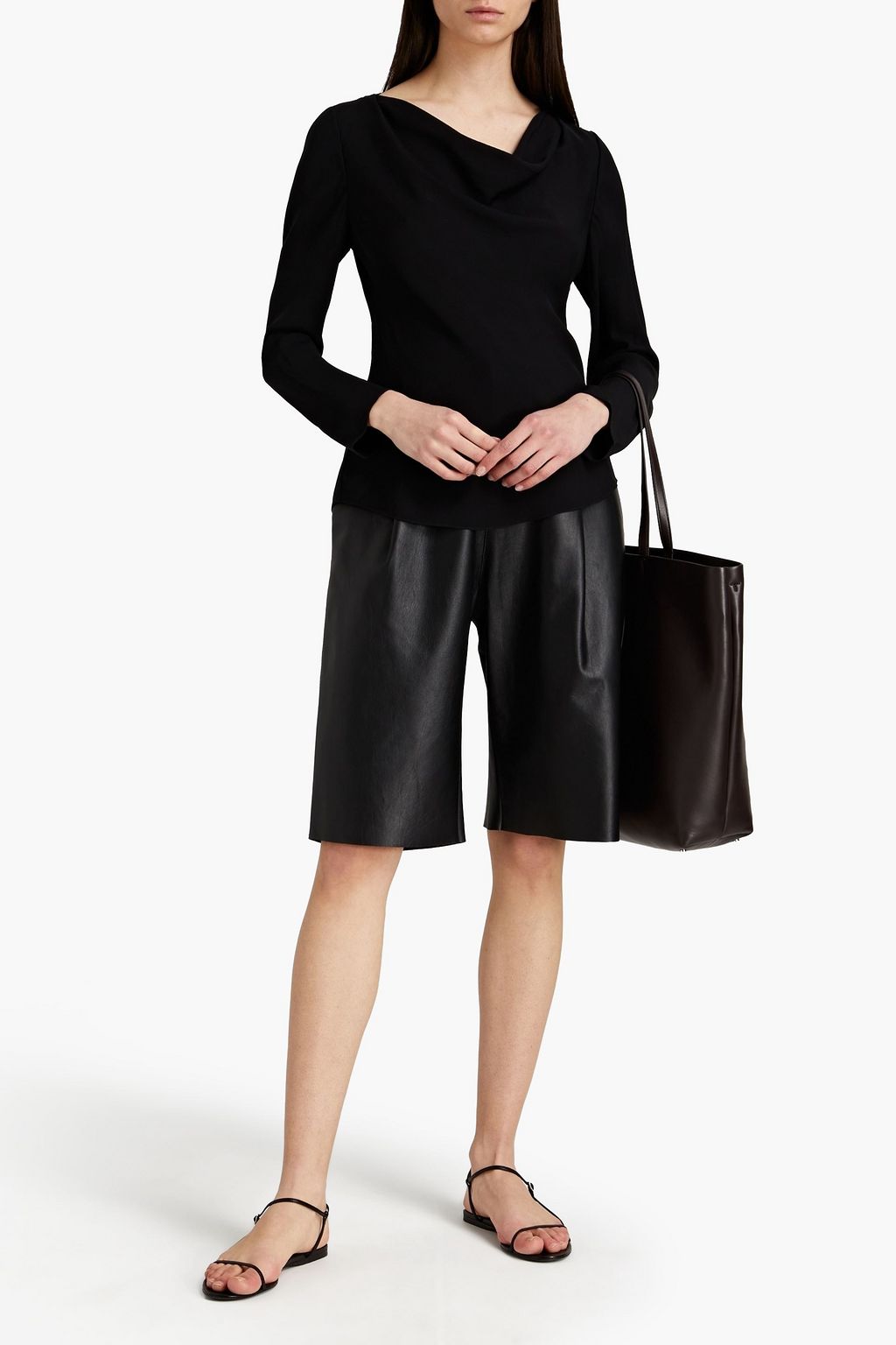 THEORY Draped silk crepe de chine top