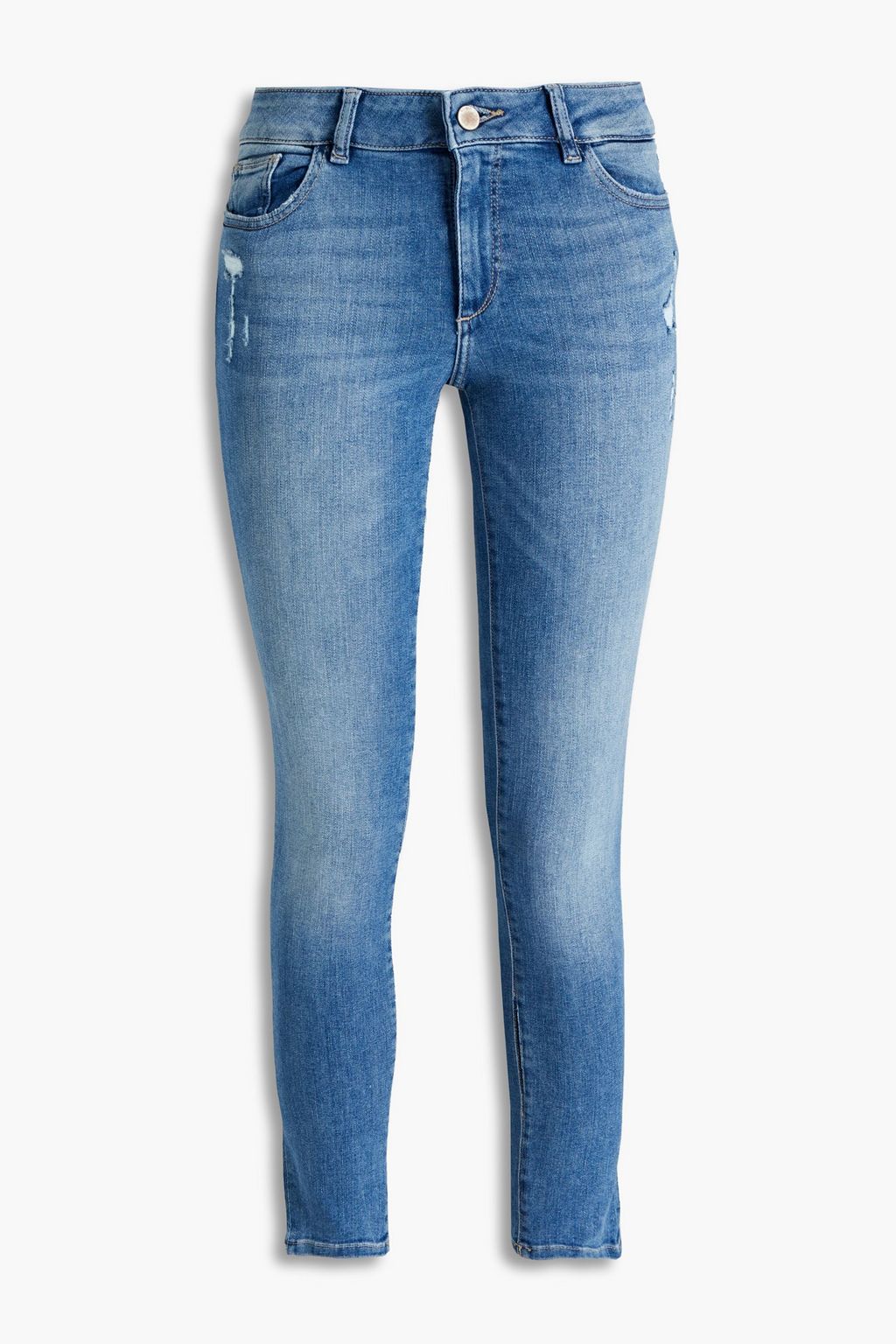 Mid denim Cropped distressed mid-rise skinny jeans | Sale up to 70% off |  THE OUTNET | DL1961 | THE OUTNET