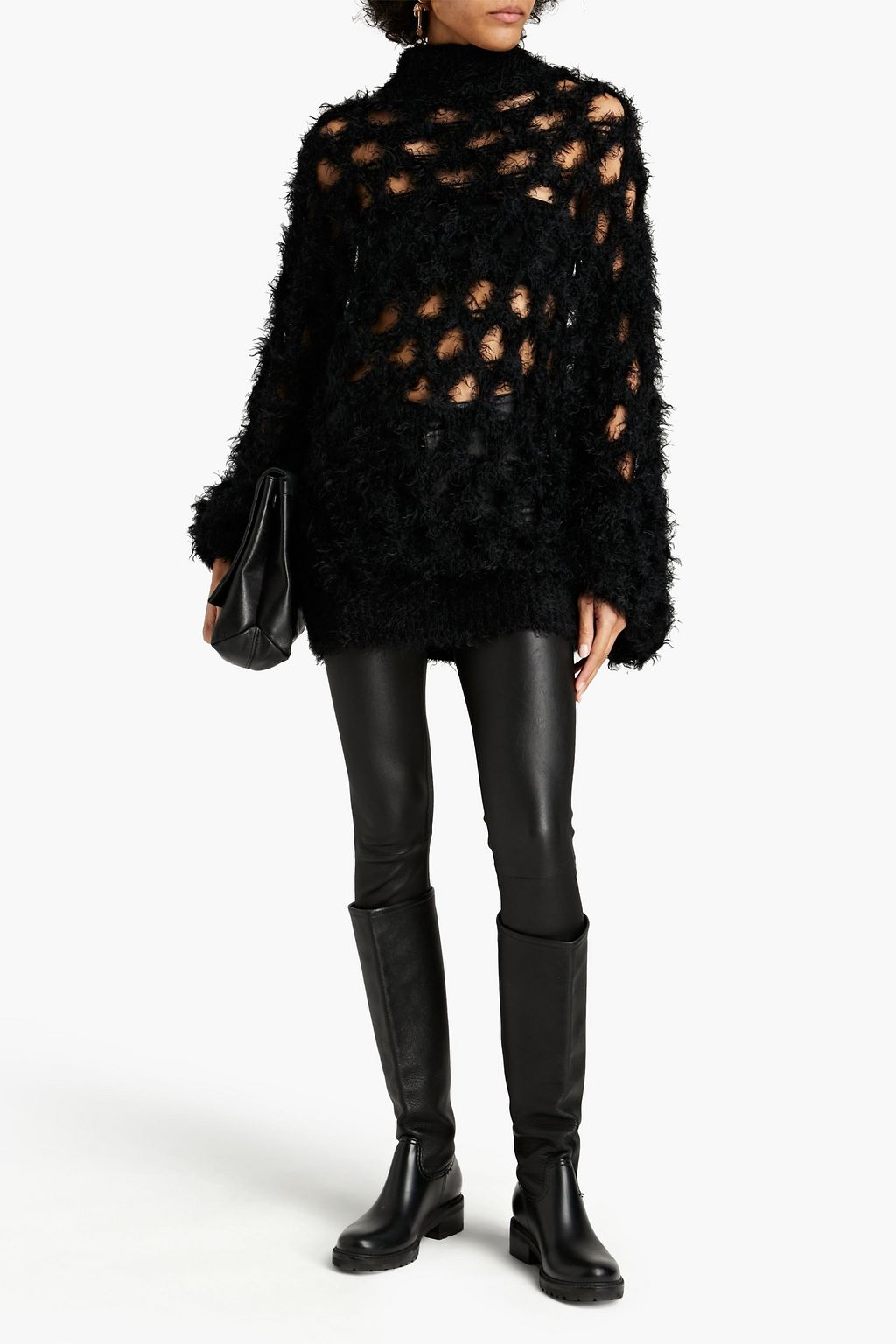 BALMAIN Open-knit turtleneck sweater