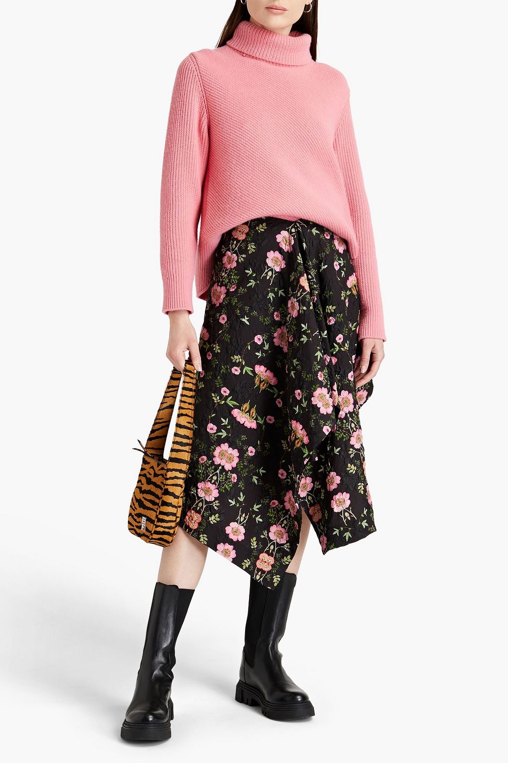PREEN BY THORNTON BREGAZZI Asymmetric floral-jacquard skirt