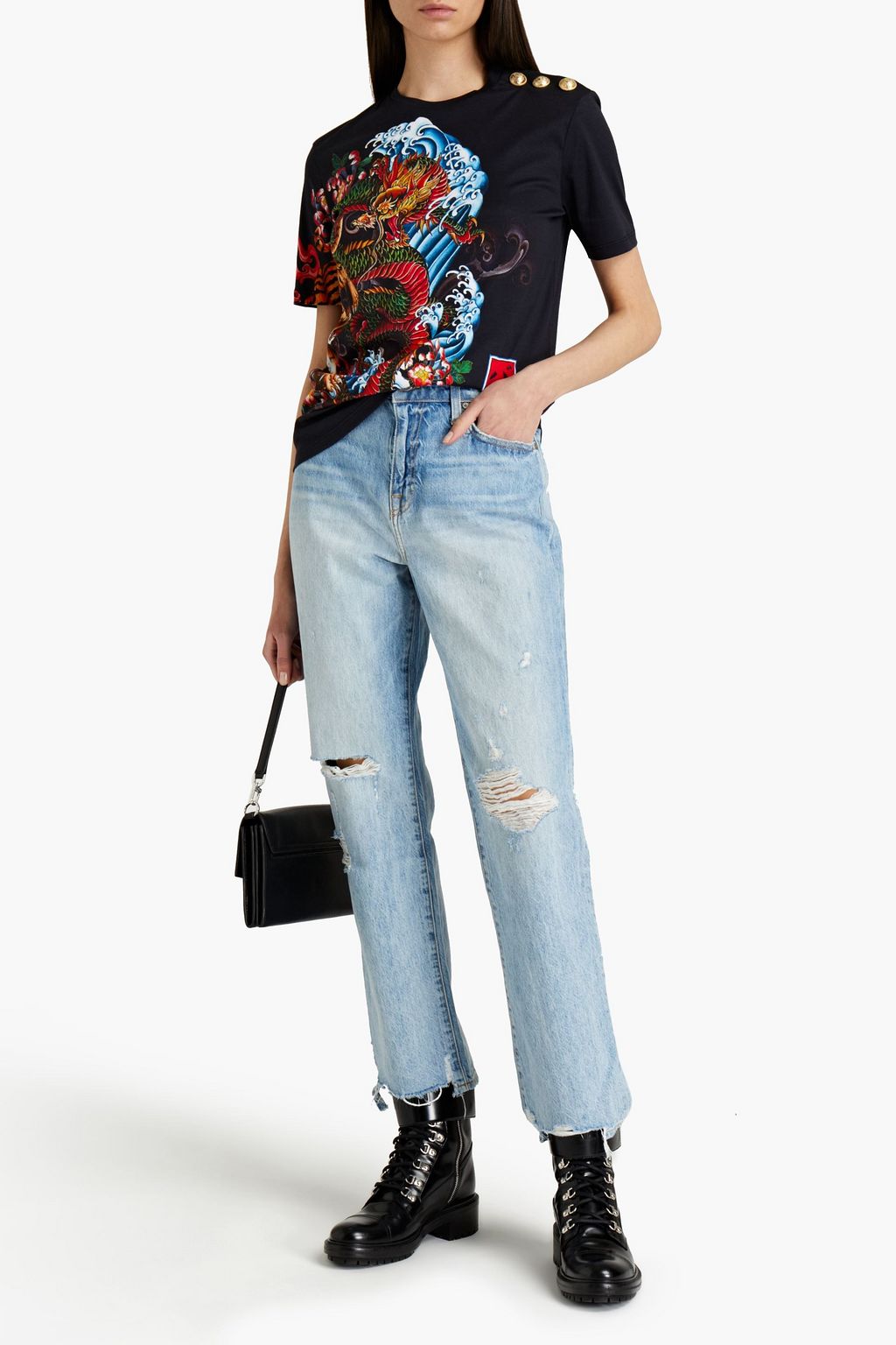 BALMAIN Printed cotton-jersey T-shirt