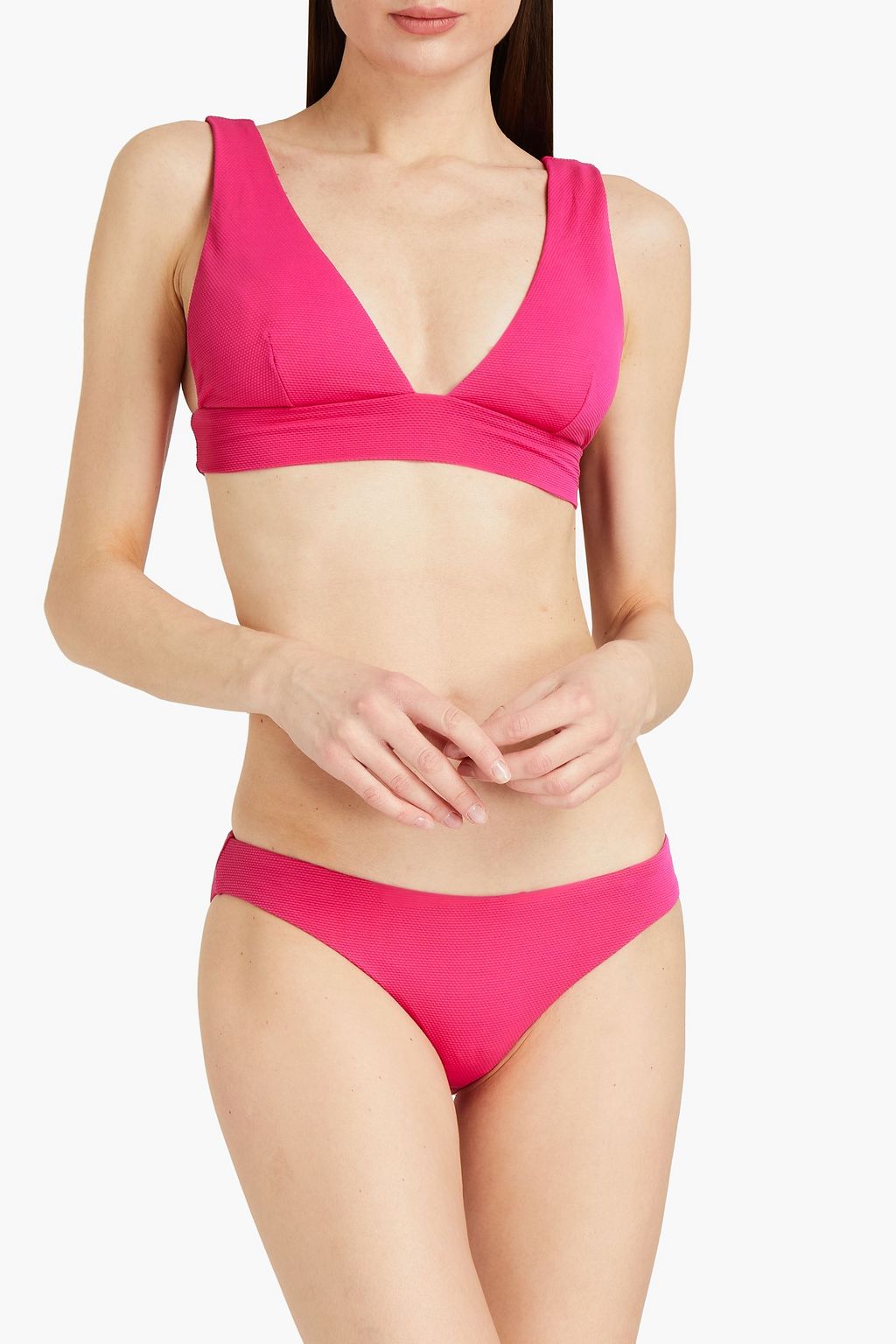 EBERJEY Stretch-piqué triangle bikini top