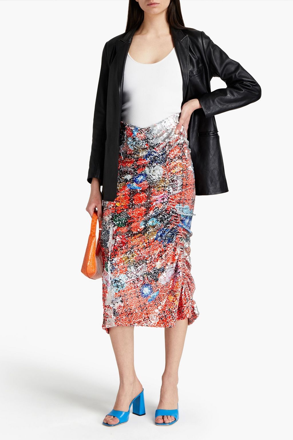 PREEN BY THORNTON BREGAZZI Xyla gathered sequined tulle midi skirt