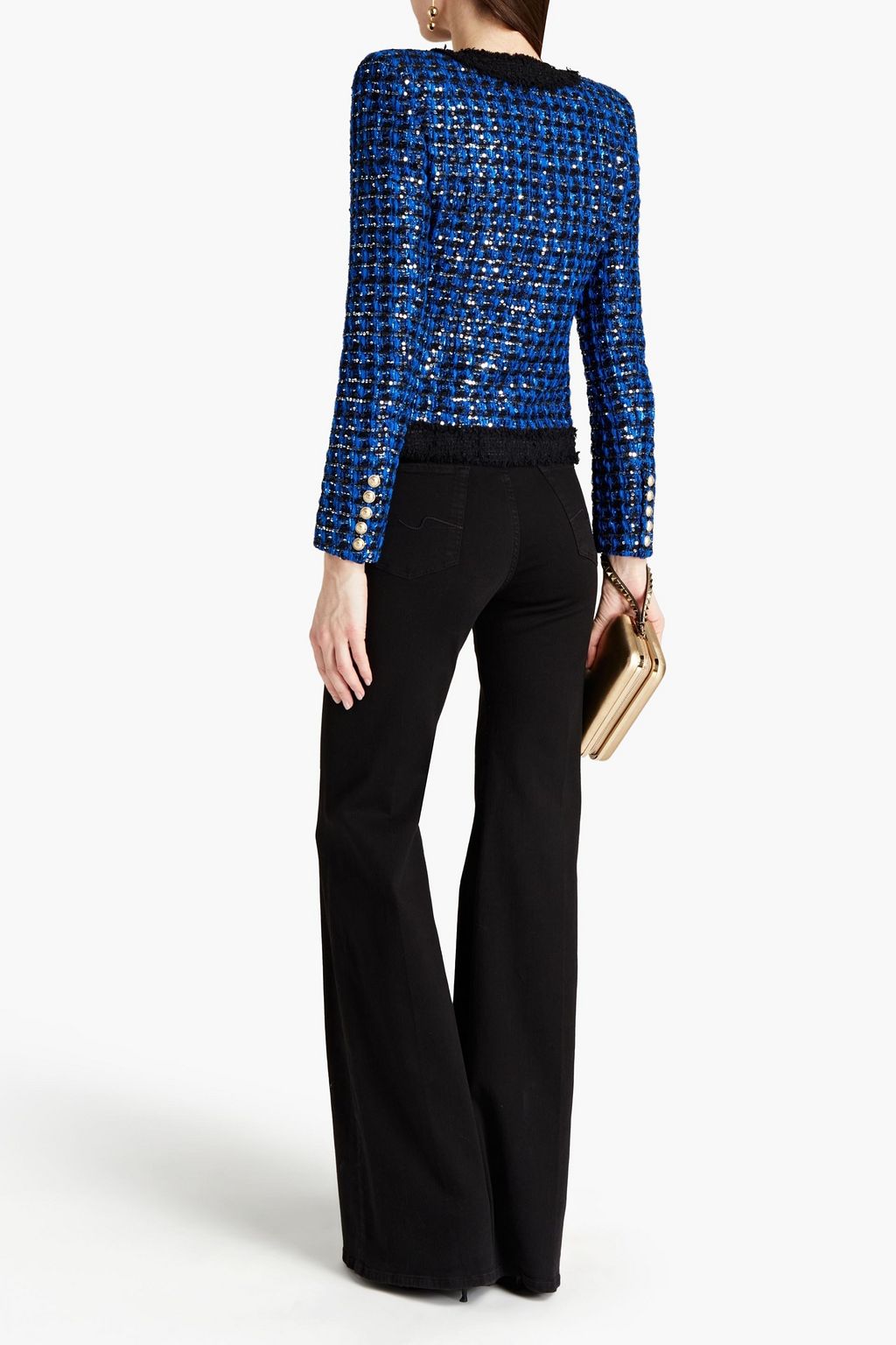 BALMAIN Double-breasted tinsel-tweed jacket