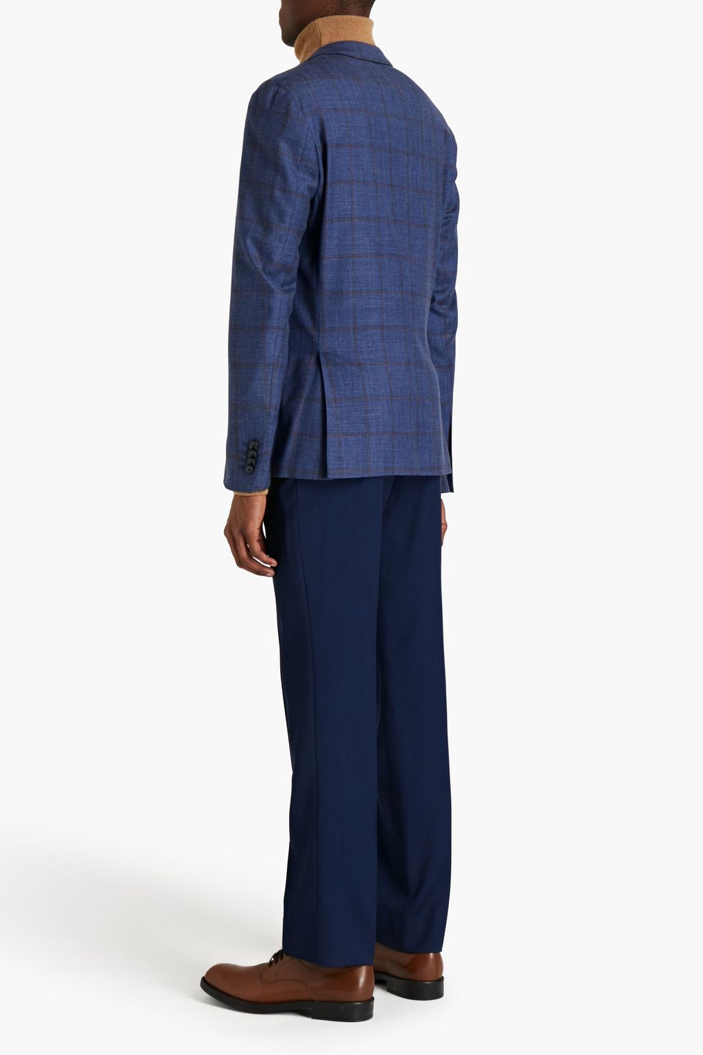 CORNELIANI Checked wool-blend twill blazer