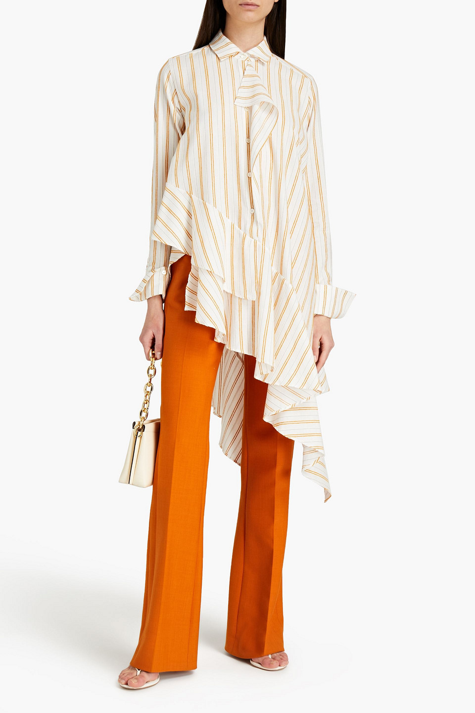 Palmer Harding Spicy Chenille-trimmed Cotton-twill Shirt In Neutrals