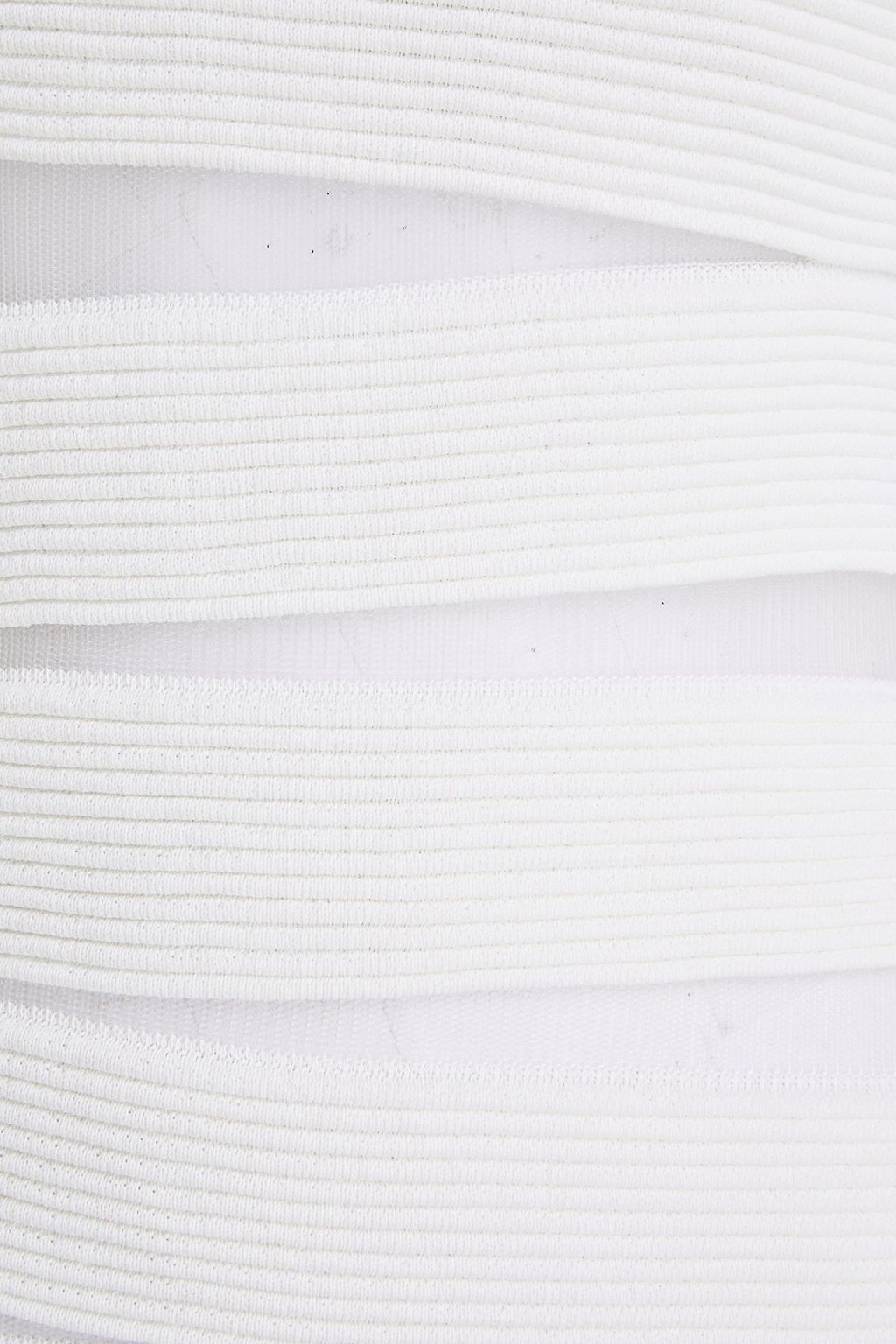 BALMAIN Mesh-paneled ribbed-knit maxi dress