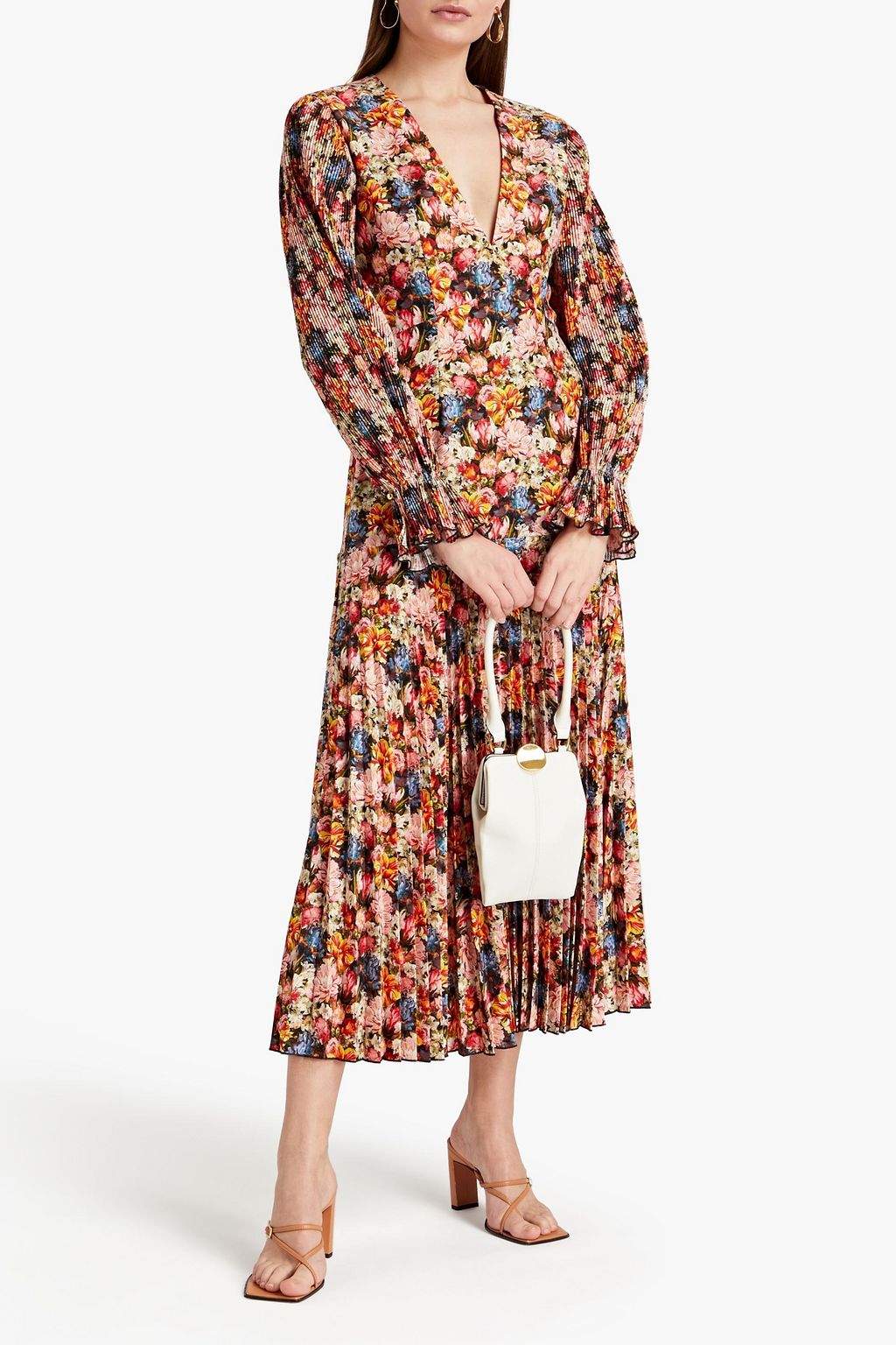 BORGO DE NOR Alexis wrap-effect floral-print crepe midi dress