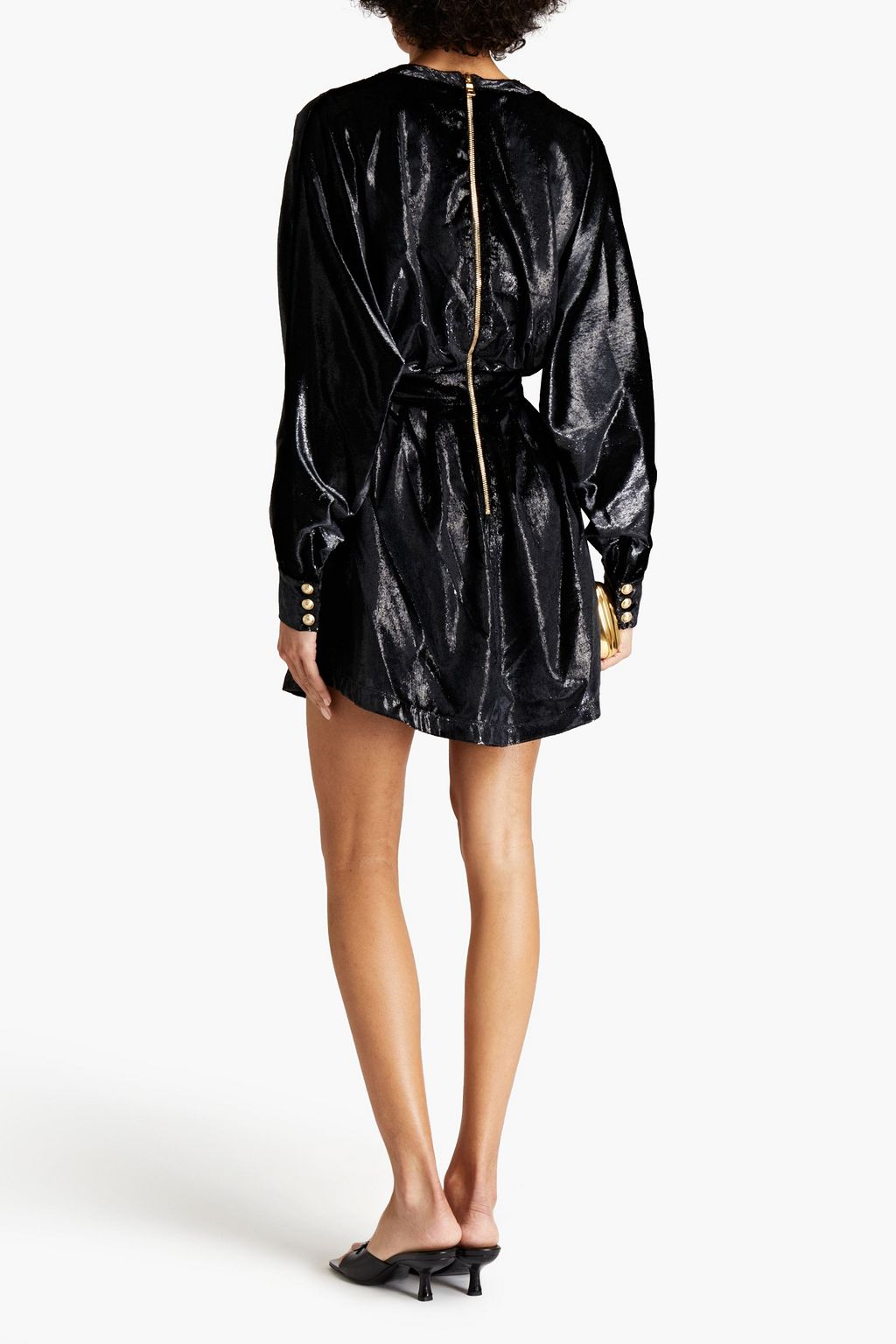 BALMAIN Metallic velvet mini dress