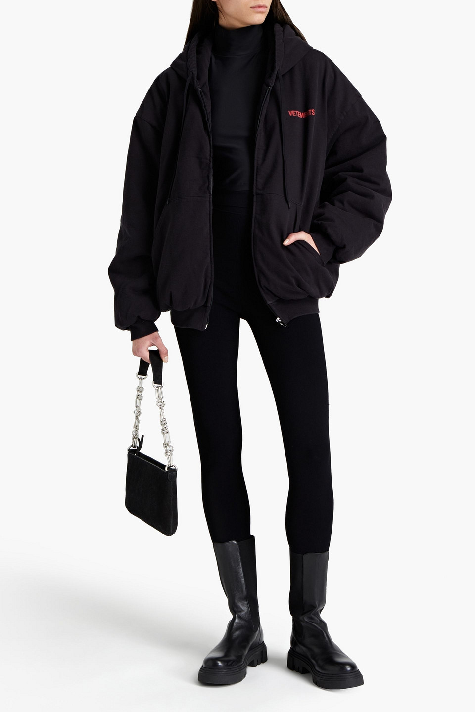 Vetements Oversized Printed Cotton-jersey Hoodie In Black