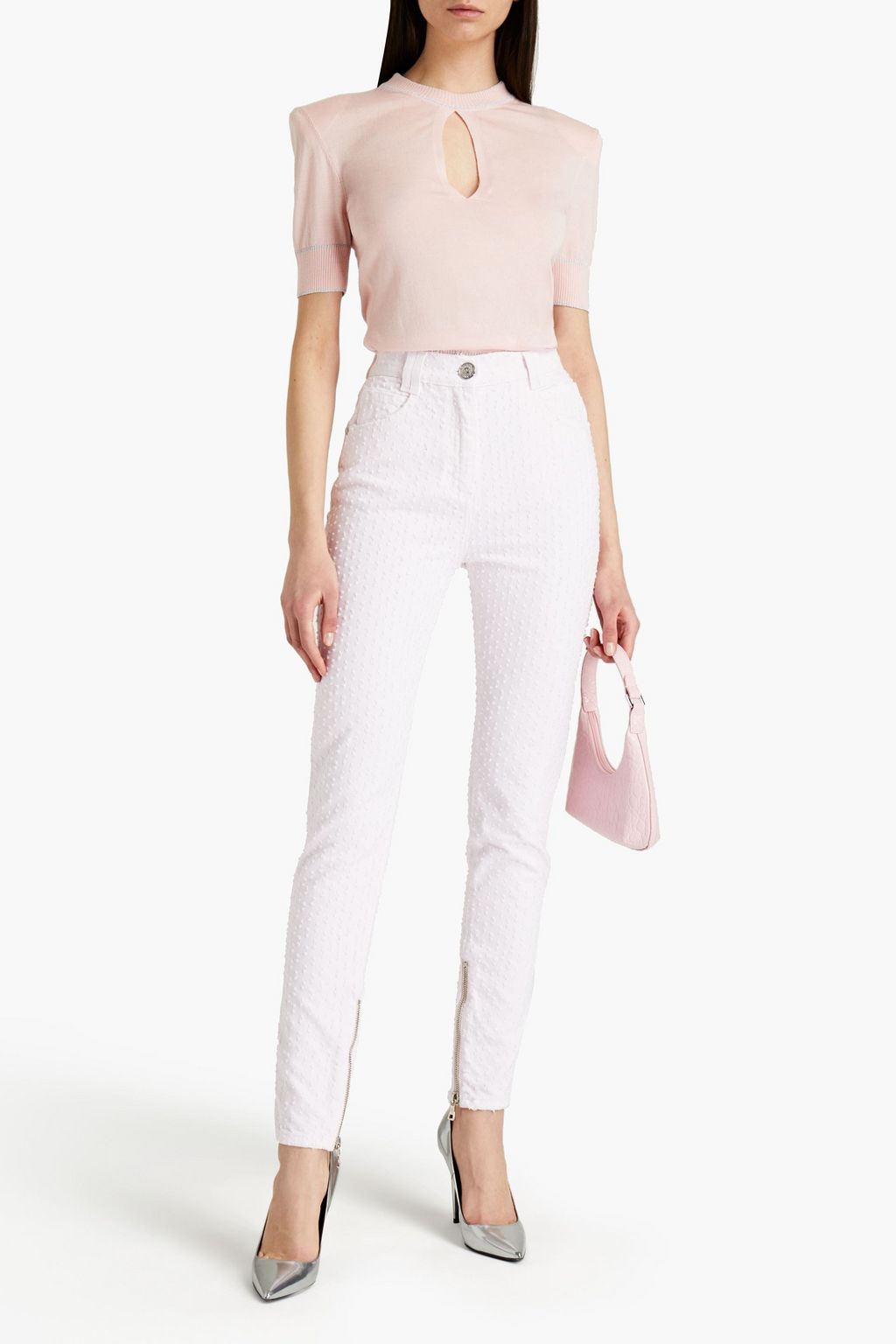 BALMAIN Distressed high-rise skinny jeans
