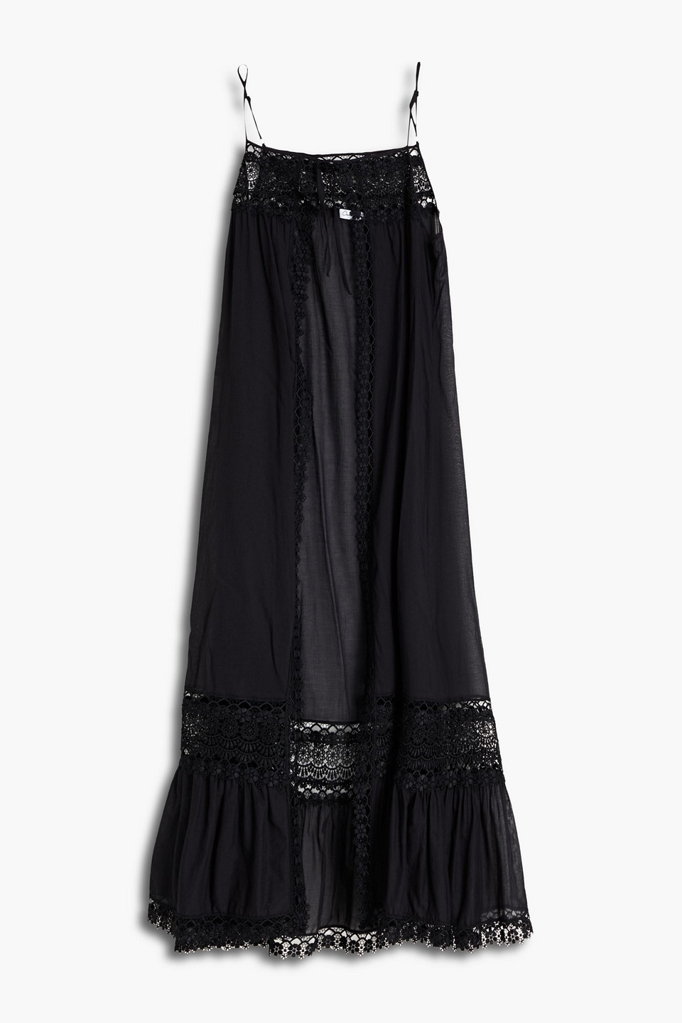 Charo Ruiz Ibiza Woman Helen Guipure Lace-trimmed Cotton-blend Coverup Black Size XS